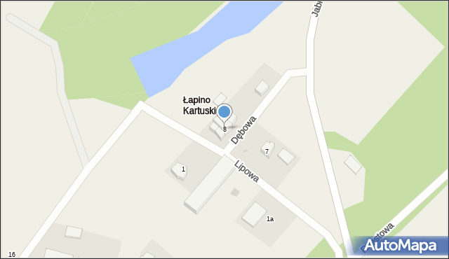 Łapino Kartuskie, Dębowa, 8, mapa Łapino Kartuskie