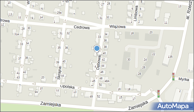 Legnica, Dębowa, 39, mapa Legnicy