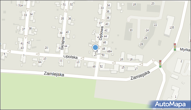 Legnica, Dębowa, 47, mapa Legnicy