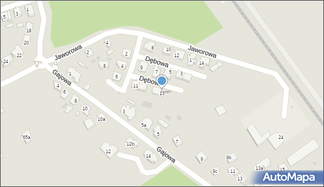 Leszno, Dębowa, 13, mapa Leszno