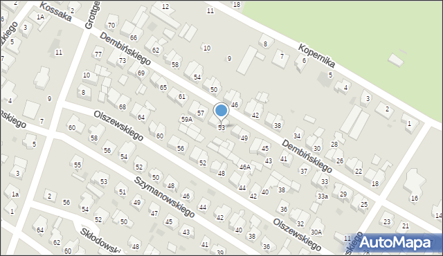 Leszno, Dembińskiego Henryka, gen., 53, mapa Leszno