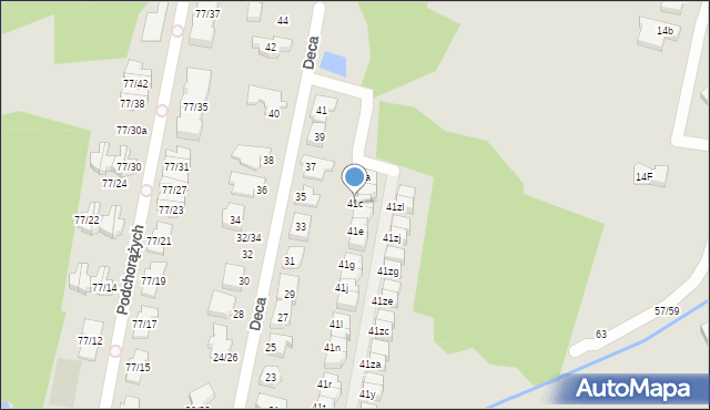 Łódź, Deca Wacława, płk., prof., 41c, mapa Łodzi