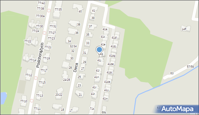 Łódź, Deca Wacława, płk., prof., 41h, mapa Łodzi