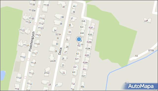 Łódź, Deca Wacława, płk., prof., 41j, mapa Łodzi