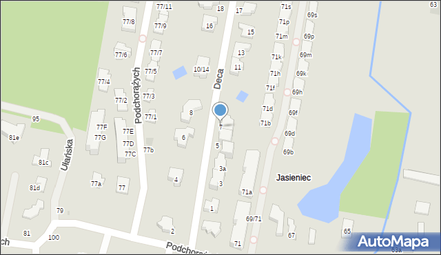 Łódź, Deca Wacława, płk., prof., 7, mapa Łodzi