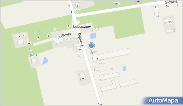 Lubiaszów, Dębowa, 13, mapa Lubiaszów