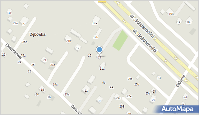 Lublin, Deszczowa, 13, mapa Lublina