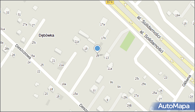 Lublin, Deszczowa, 15, mapa Lublina