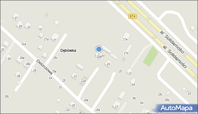 Lublin, Deszczowa, 21b, mapa Lublina