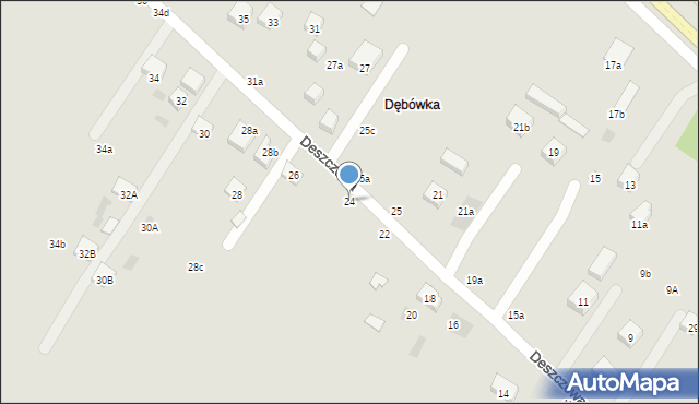 Lublin, Deszczowa, 24, mapa Lublina