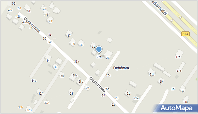 Lublin, Deszczowa, 27a, mapa Lublina