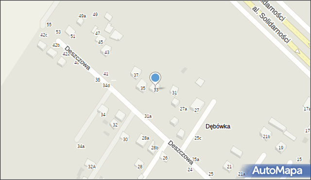 Lublin, Deszczowa, 33, mapa Lublina