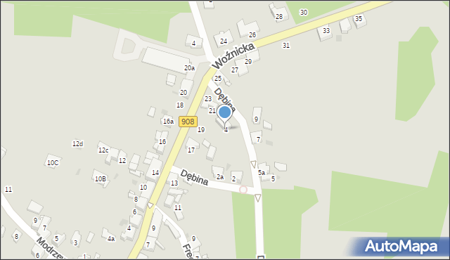 Miasteczko Śląskie, Dębina, 4, mapa Miasteczko Śląskie