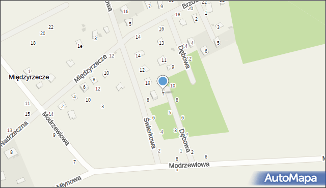 Międzyrzecze, Dębowa, 7, mapa Międzyrzecze