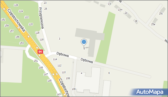 Modlnica, Dębowa, 5, mapa Modlnica