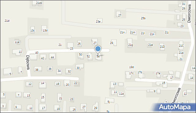 Nieborowice, Dębowa, 54, mapa Nieborowice