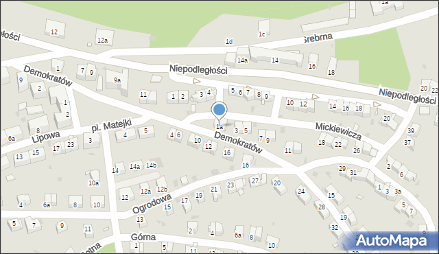 Nowa Ruda, Demokratów, 1a, mapa Nowa Ruda