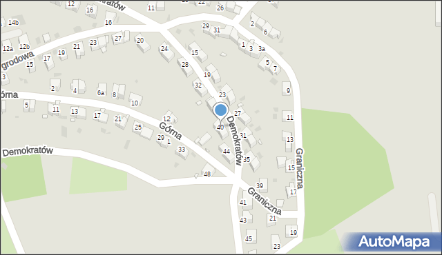 Nowa Ruda, Demokratów, 40, mapa Nowa Ruda