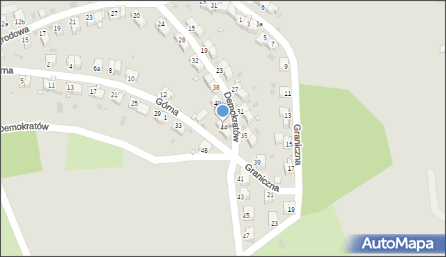 Nowa Ruda, Demokratów, 44, mapa Nowa Ruda