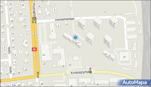 Ostrów Wielkopolski, Dembińskiego, 24, mapa Ostrów Wielkopolski