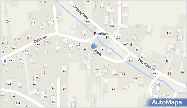 Paniówki, Dębowa, 11, mapa Paniówki