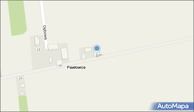 Pawłowice, Dębowa, 12, mapa Pawłowice