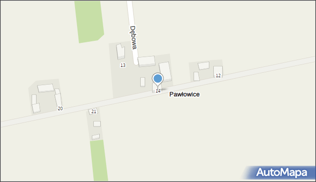 Pawłowice, Dębowa, 14, mapa Pawłowice