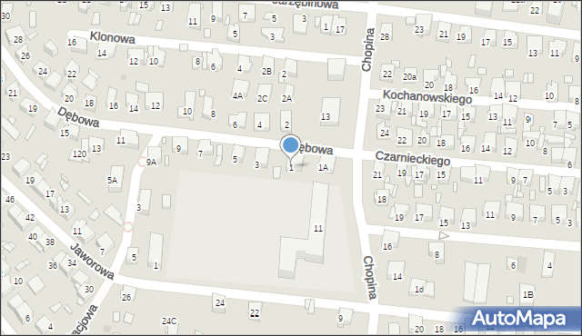 Piekary Śląskie, Dębowa, 1, mapa Piekary Śląskie