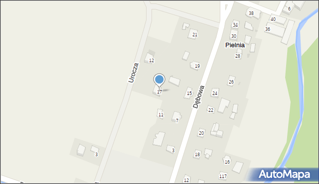 Pielnia, Dębowa, 17, mapa Pielnia