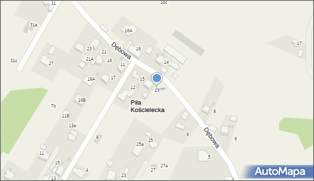 Piła Kościelecka, Dębowa, 13, mapa Piła Kościelecka