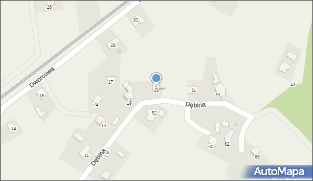 Pogórze, Dębina, 21, mapa Pogórze