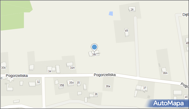 Pogorzeliska, Dębowa, 34c, mapa Pogorzeliska