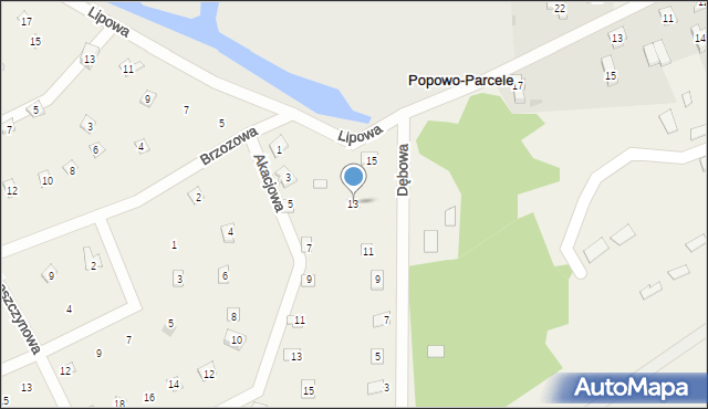 Popowo-Parcele, Dębowa, 13, mapa Popowo-Parcele