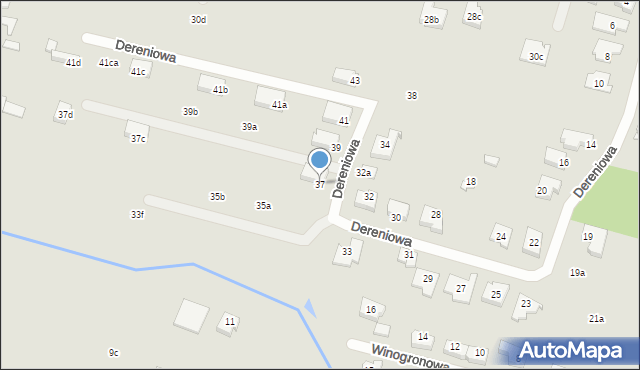 Poznań, Dereniowa, 37, mapa Poznania