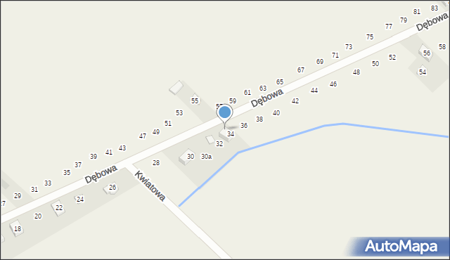 Pustkowie Lgockie, Dębowa, 22, mapa Pustkowie Lgockie