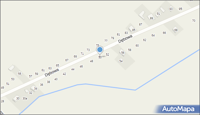 Pustkowie Lgockie, Dębowa, 50, mapa Pustkowie Lgockie