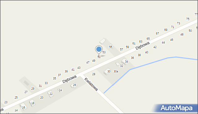 Pustkowie Lgockie, Dębowa, 51, mapa Pustkowie Lgockie