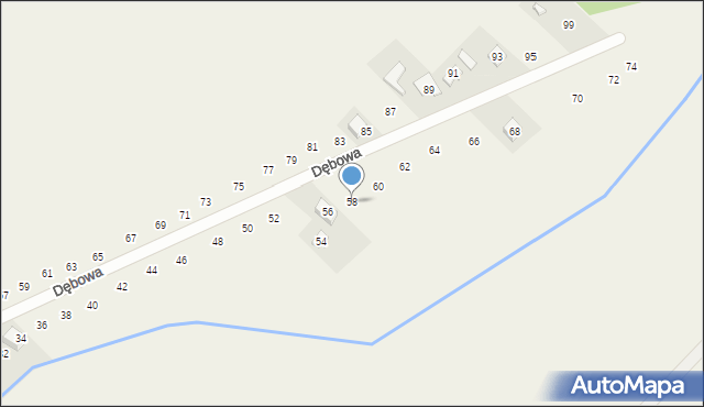 Pustkowie Lgockie, Dębowa, 58, mapa Pustkowie Lgockie