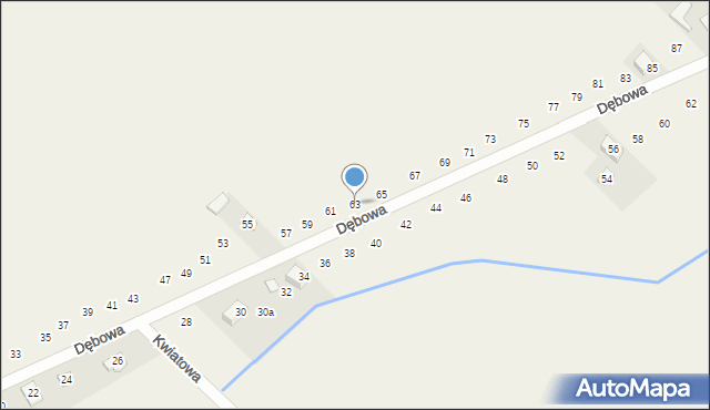 Pustkowie Lgockie, Dębowa, 63, mapa Pustkowie Lgockie