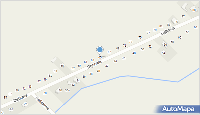 Pustkowie Lgockie, Dębowa, 65, mapa Pustkowie Lgockie