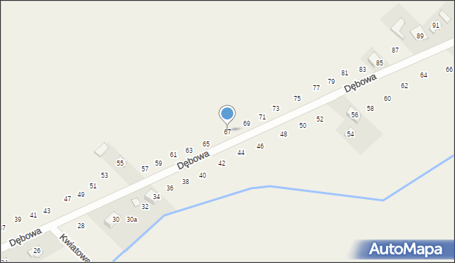 Pustkowie Lgockie, Dębowa, 67, mapa Pustkowie Lgockie