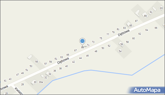 Pustkowie Lgockie, Dębowa, 69, mapa Pustkowie Lgockie