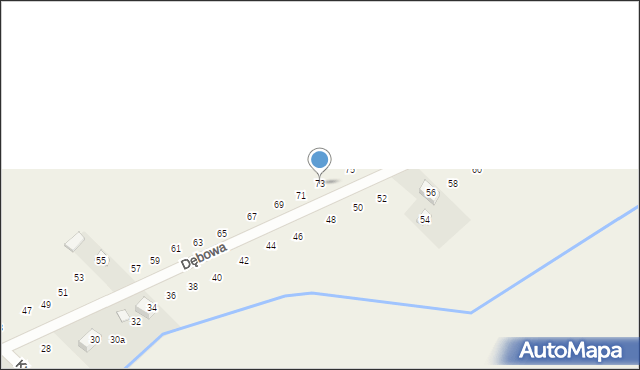 Pustkowie Lgockie, Dębowa, 73, mapa Pustkowie Lgockie