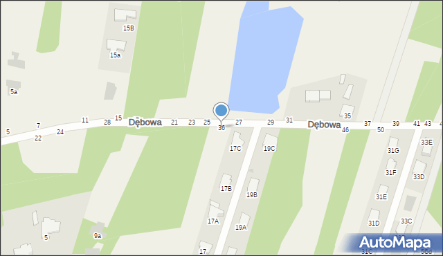 Pysznica, Dębowa, 36, mapa Pysznica