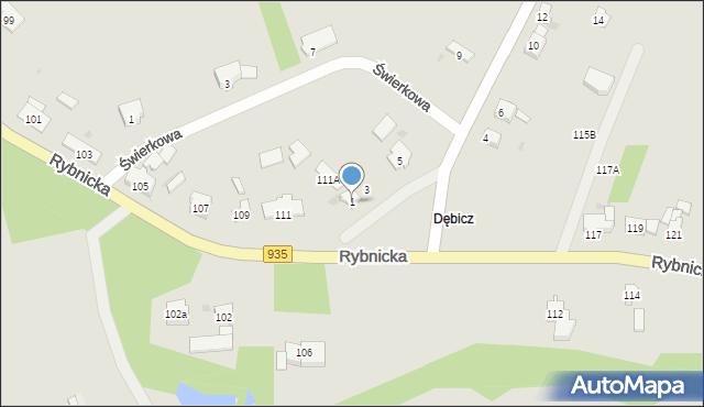 Racibórz, Dębiczna, 1, mapa Racibórz