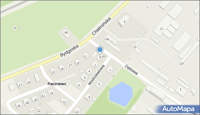 Raciniewo, Dębowa, 4, mapa Raciniewo