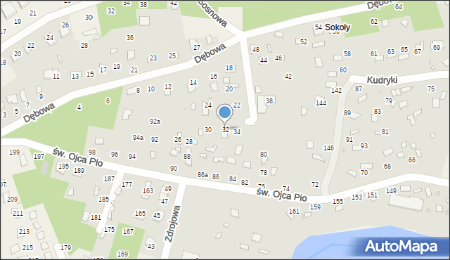 Radawa, Dębowa, 32, mapa Radawa