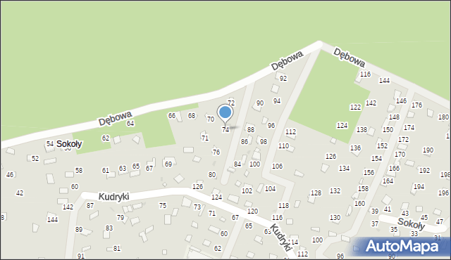 Radawa, Dębowa, 74, mapa Radawa