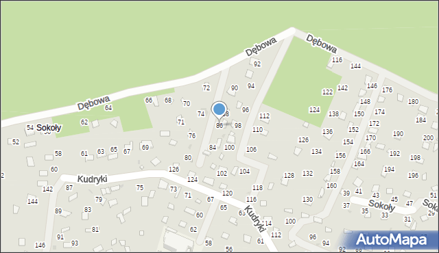 Radawa, Dębowa, 86, mapa Radawa