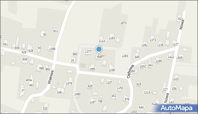 Radziechowy, Dębowa, 616, mapa Radziechowy